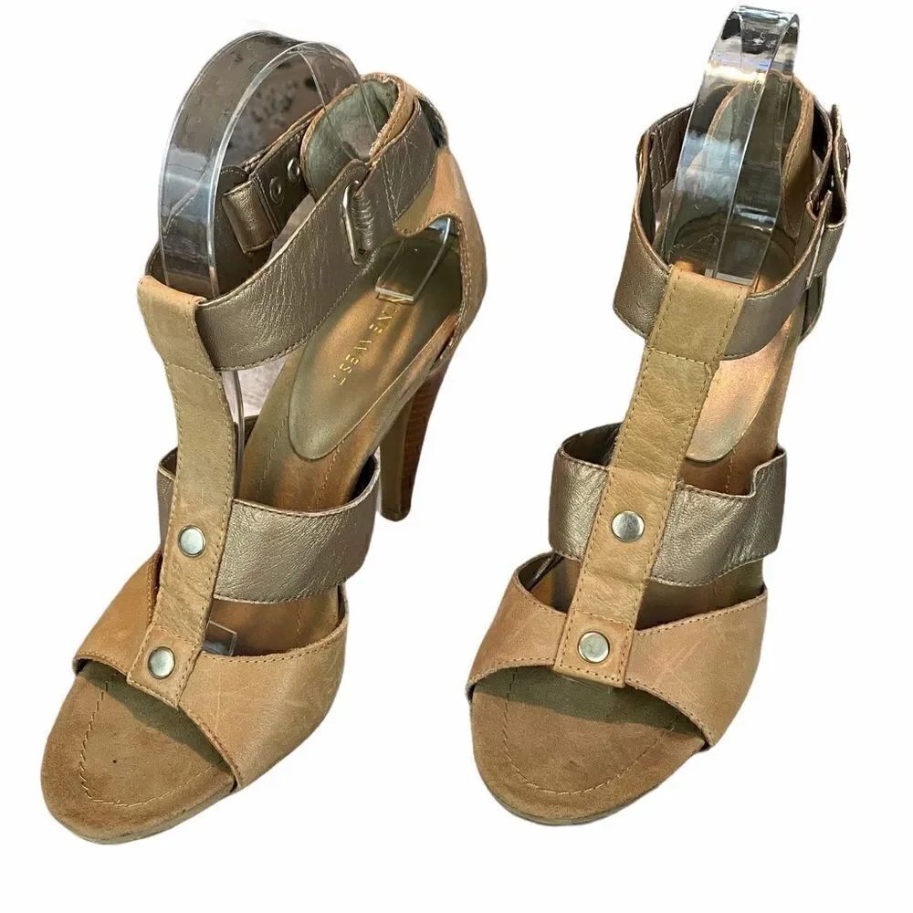 Nine West Leather strappy heeled sandals size 8